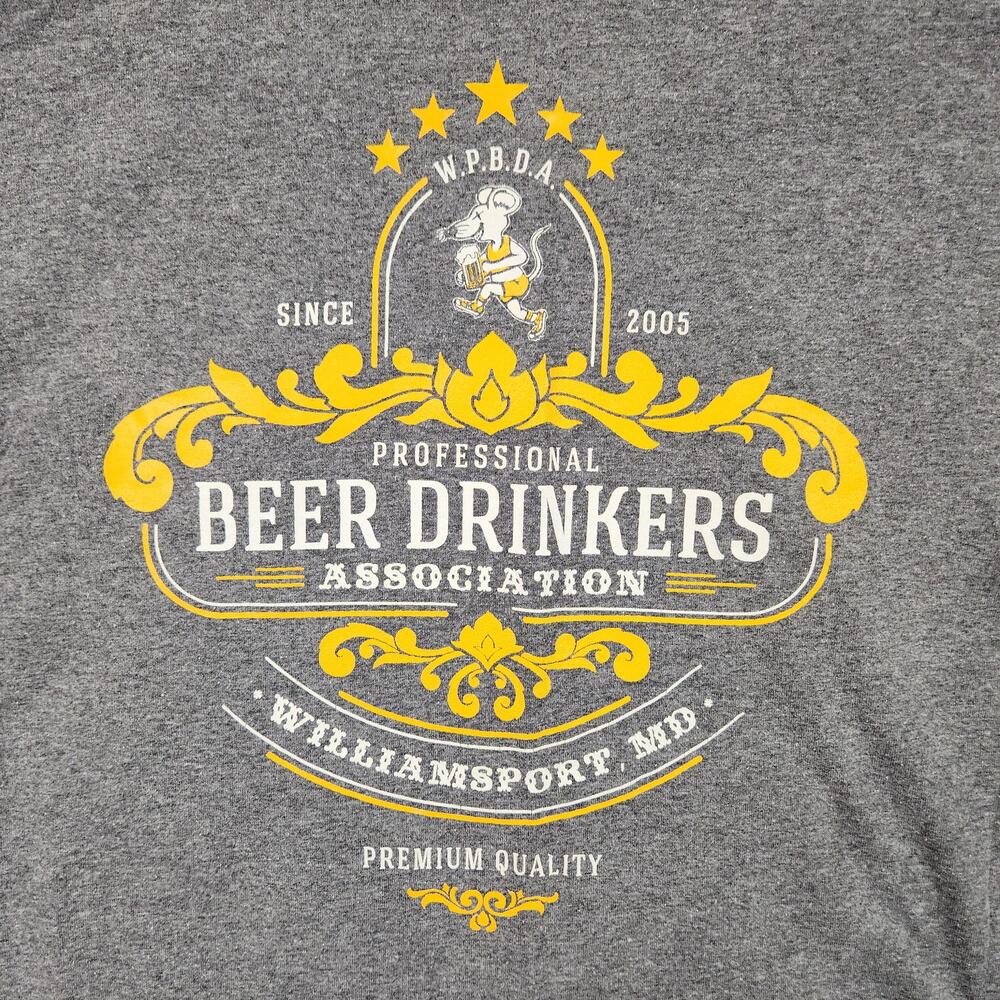 Beer Drinkers Association Shirt Mens 2XL Gray Gildan Rat WPBDA Graphic Funny